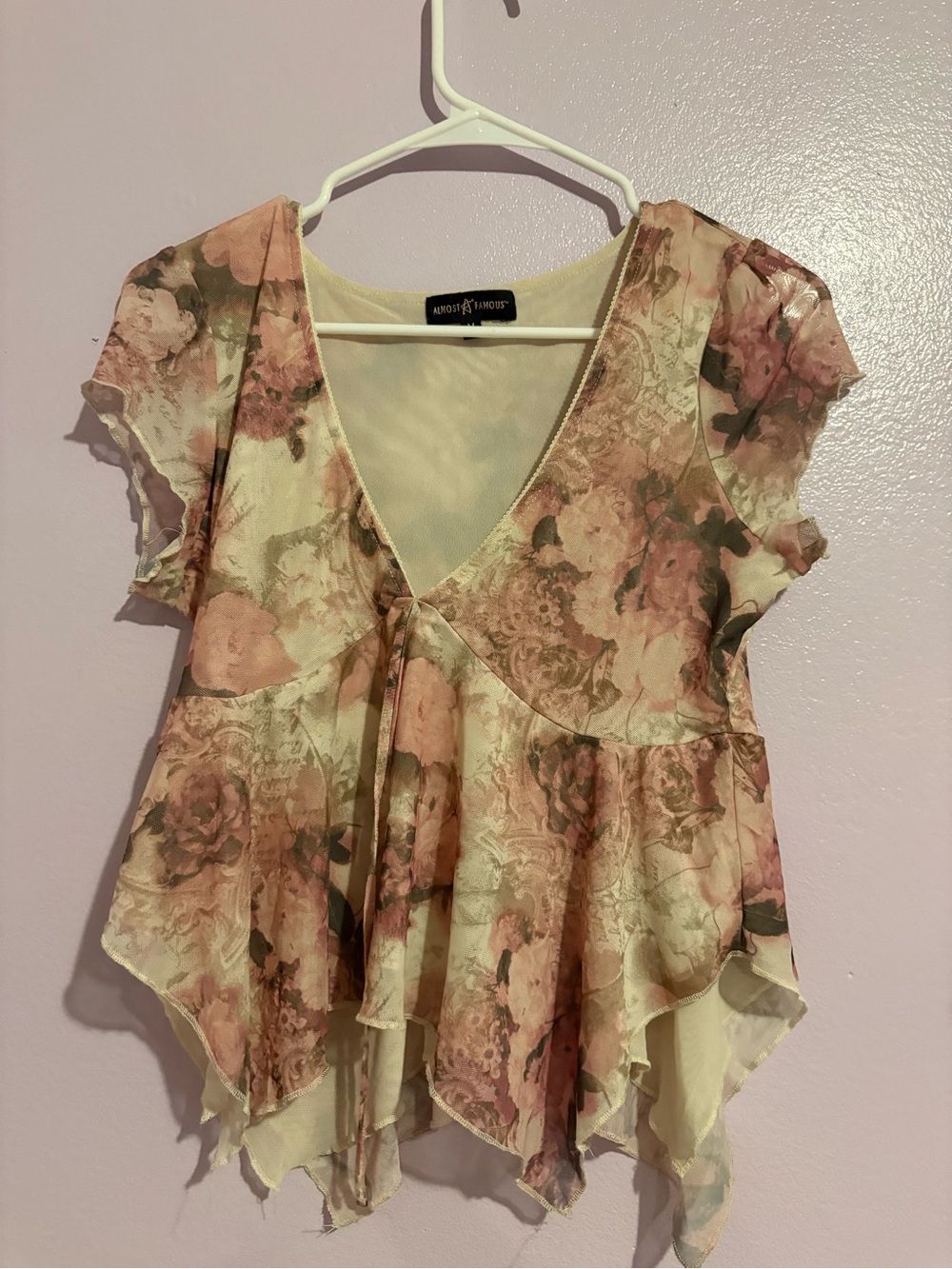 Floral Vintage Babydoll Top – Short Sleeve Tie Front
